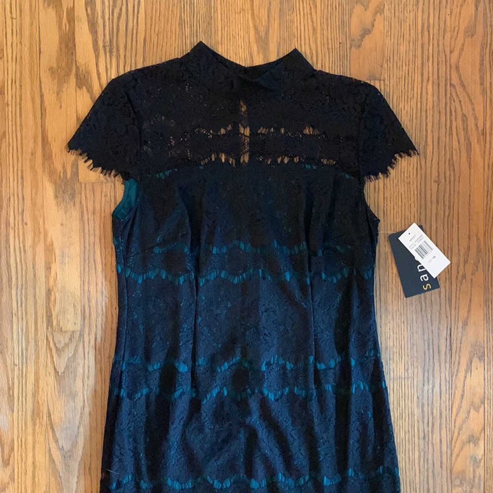 NWT ModCloth Black and Emerald eyelash fringe, knee length Dress by Sangria